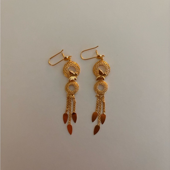 Elegant Gold Dangle Earrings | 18K Gold-Plated - Picture 2 of 4